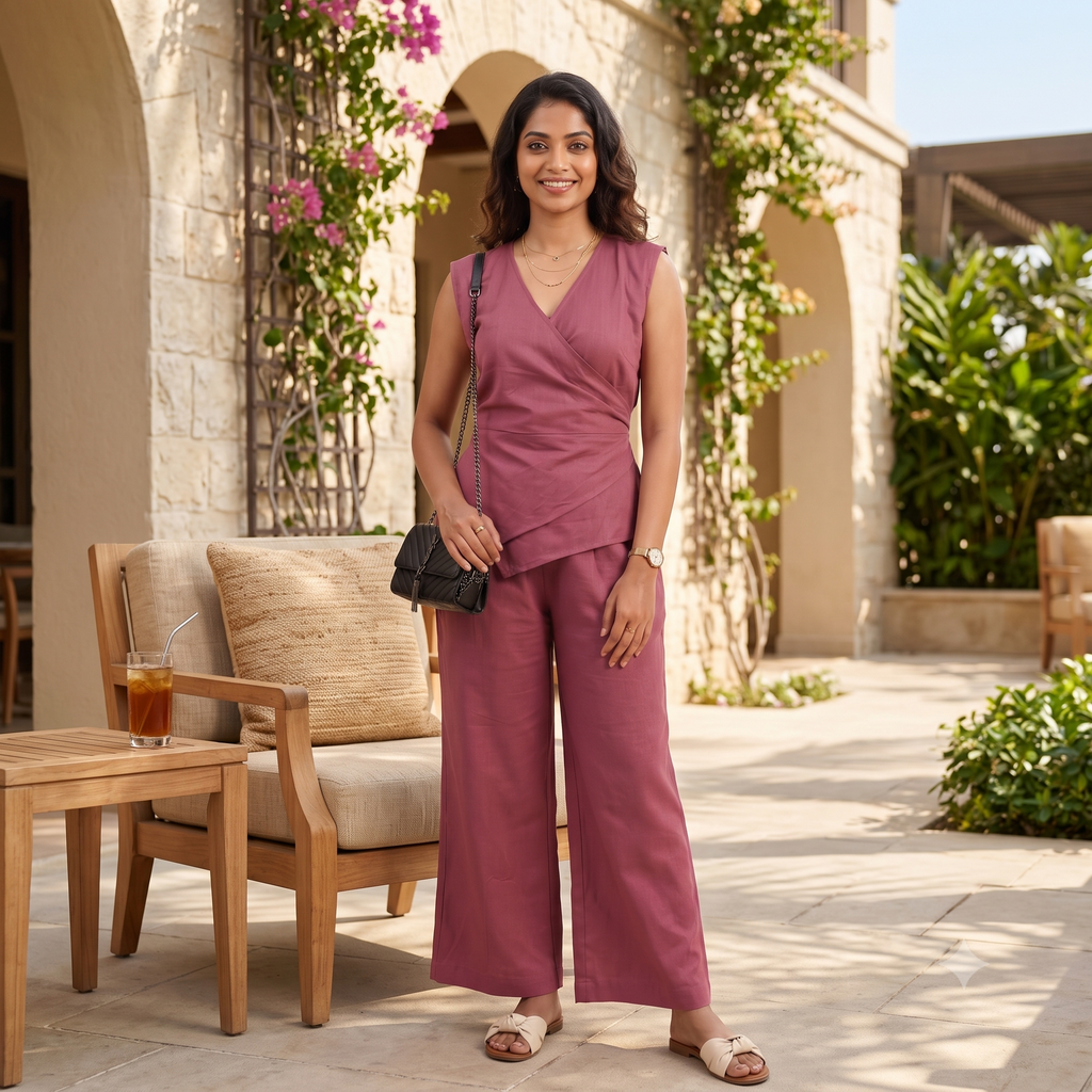 Rusty Red Linen office Co-ord Set