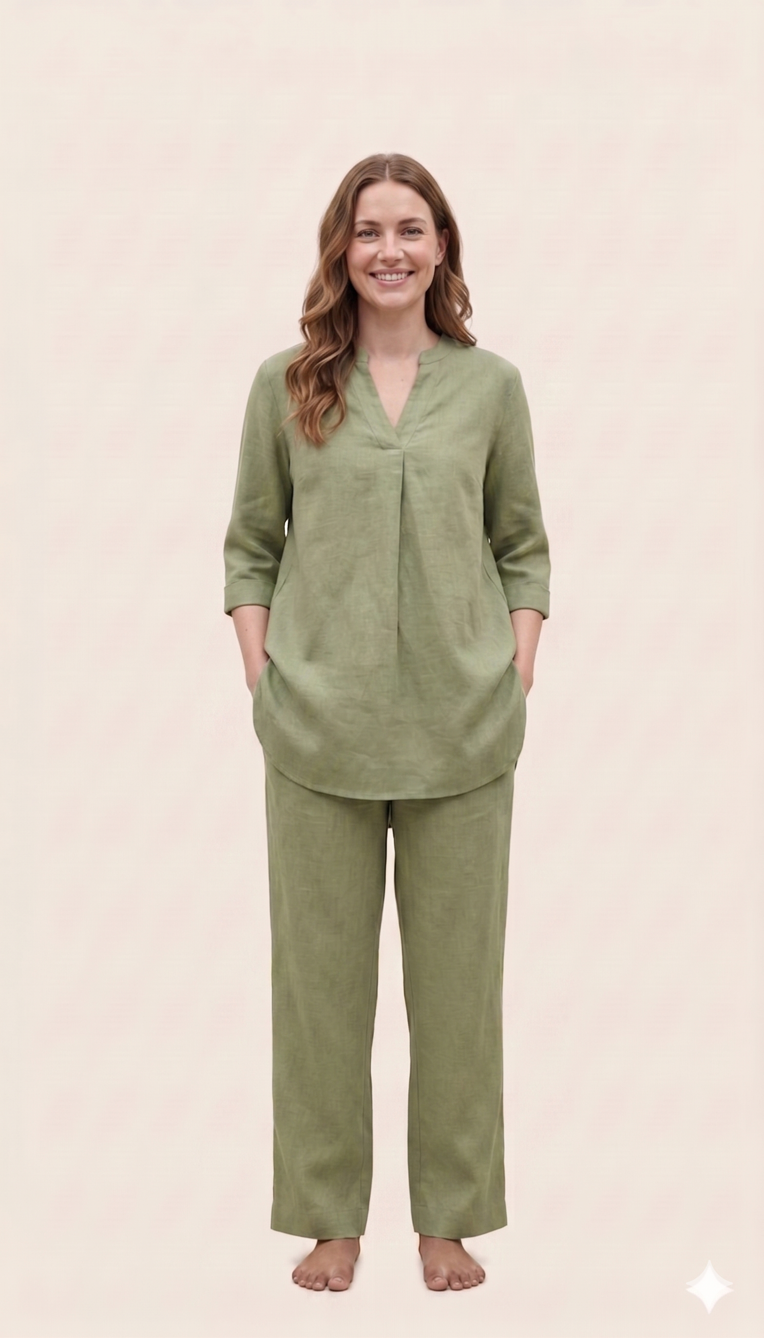 Olive Green Linen Cotton Co-ord Set