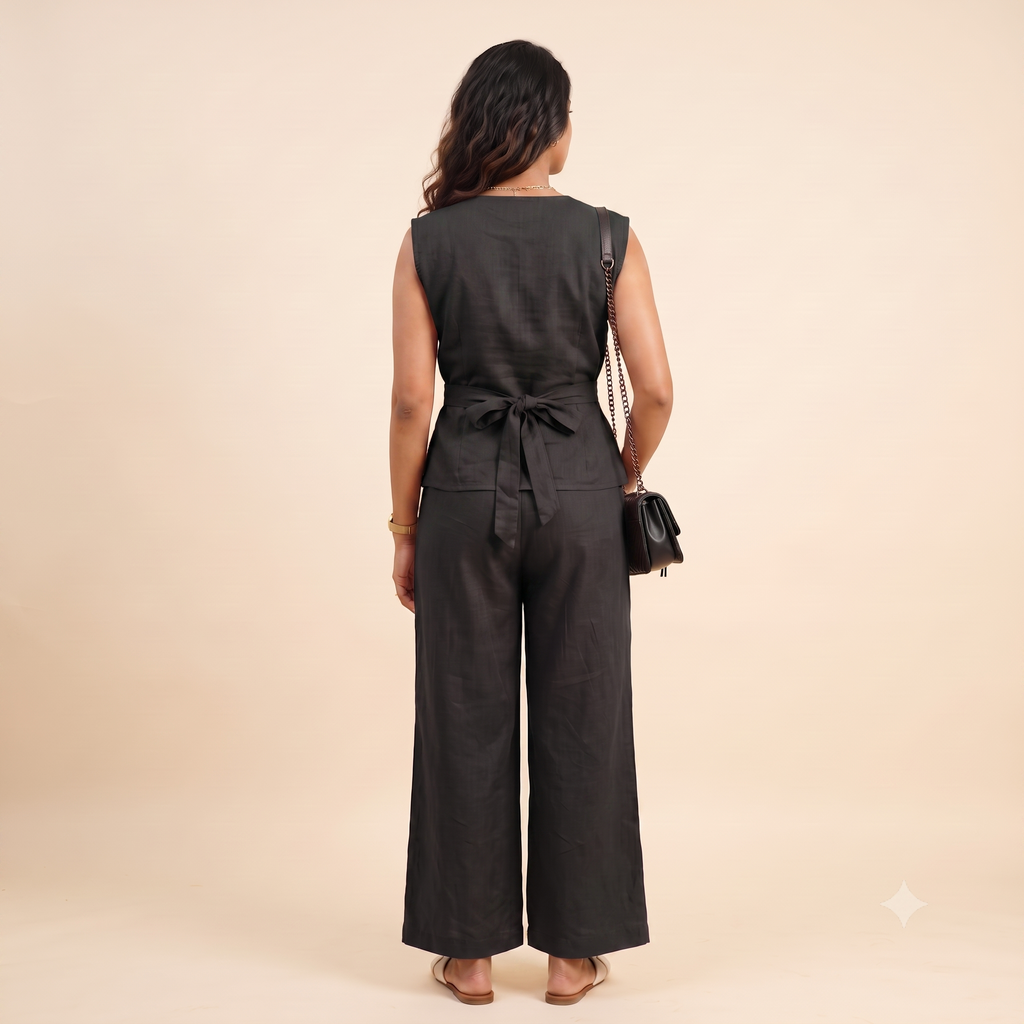 Black Linen office Co-ord Set