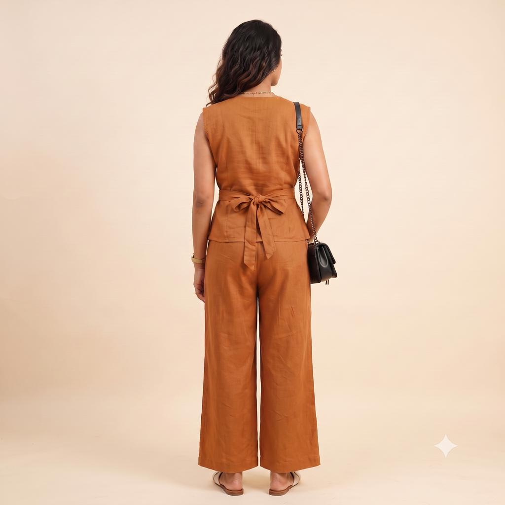 Golden Sand Linen office Co-ord Set