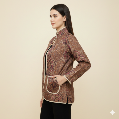Brown Foral Warm Jacket