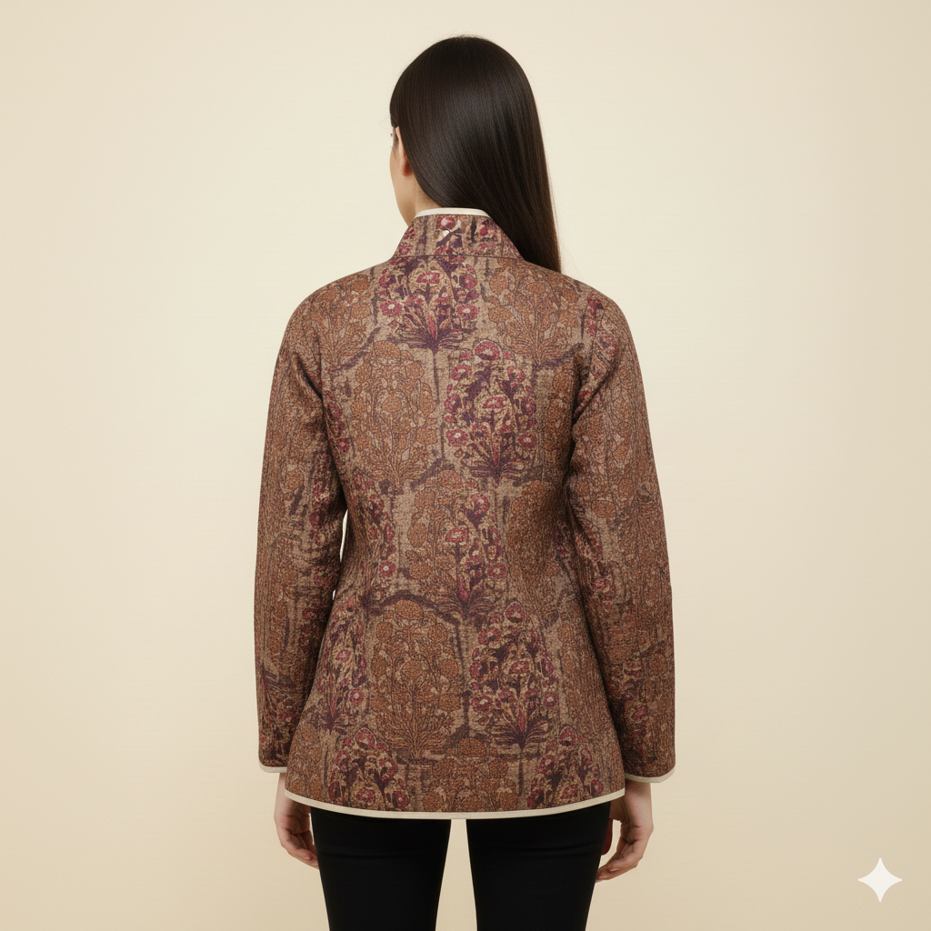 Brown Foral Warm Jacket