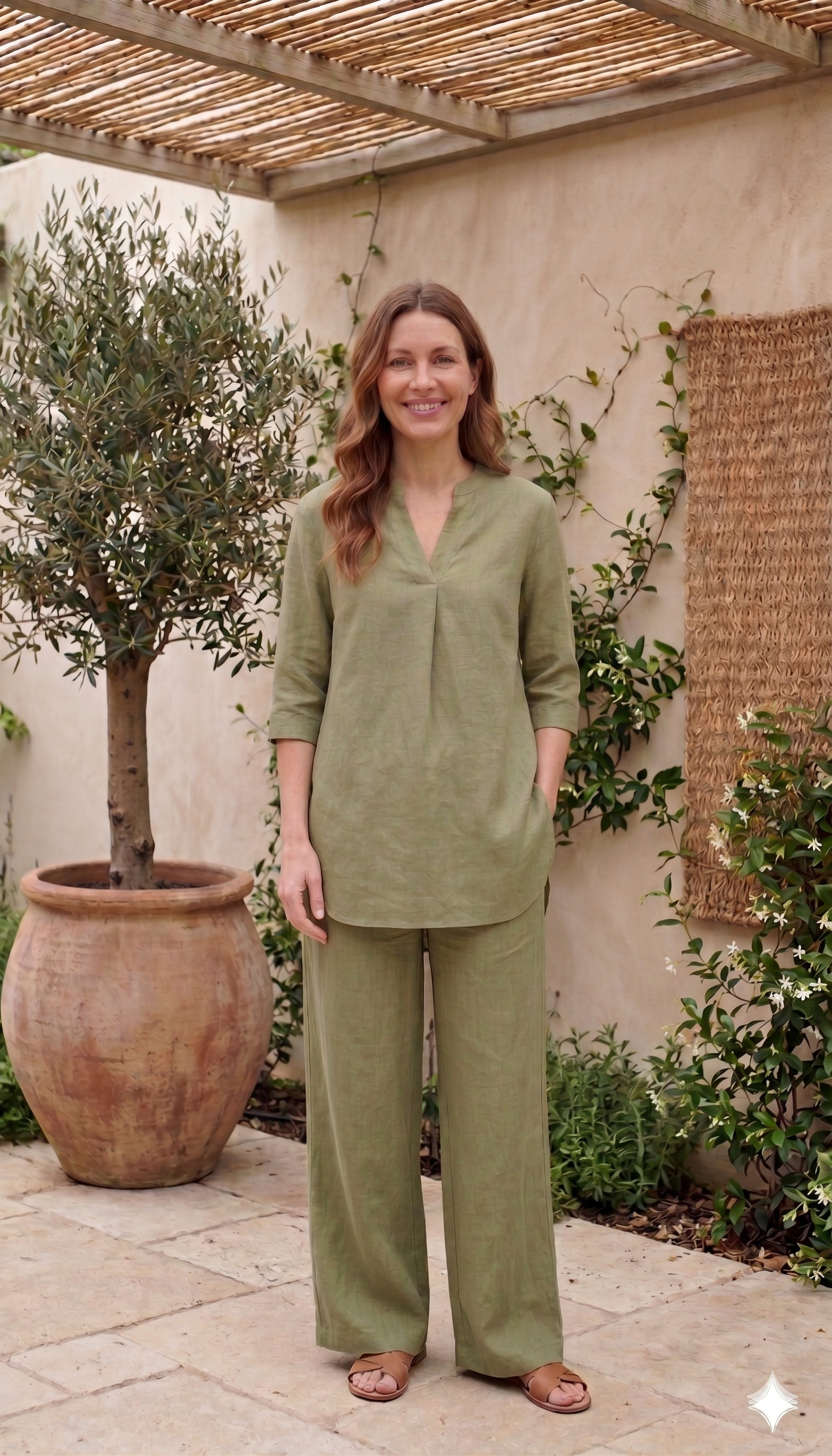Olive Green Linen Cotton Co-ord Set