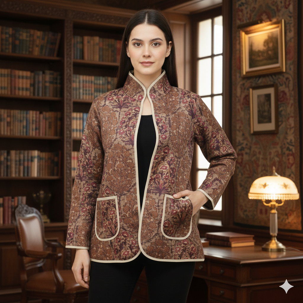 Brown Foral Warm Jacket