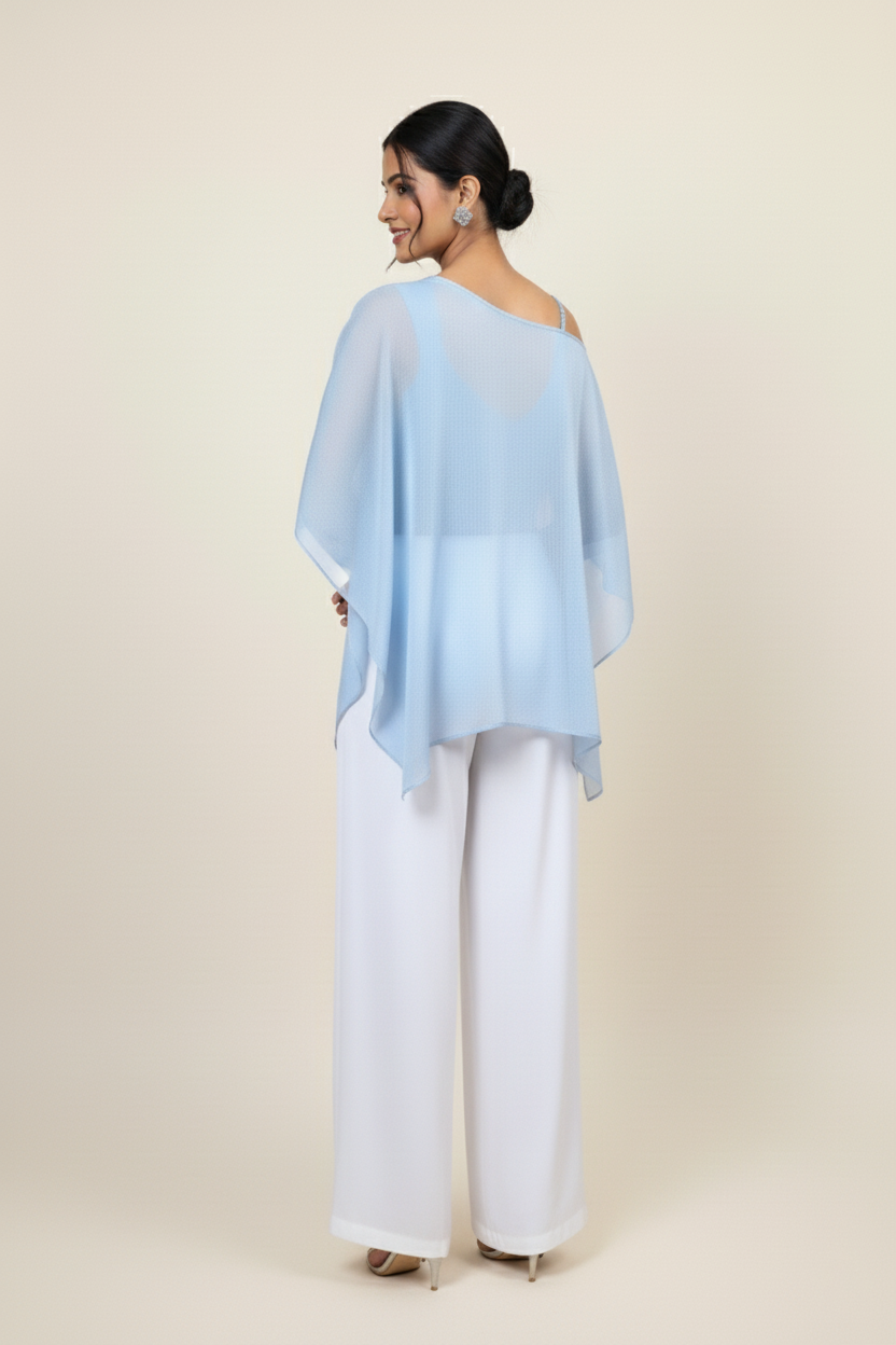 Chiffon Tops for Women  Grey Kaftan Style – Elegant & Breezy with Inner