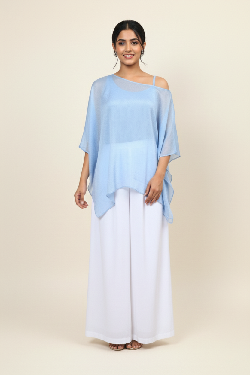Chiffon Tops for Women  Grey Kaftan Style – Elegant & Breezy with Inner