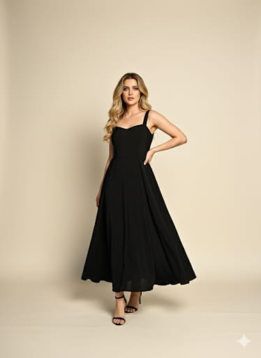 Crepe Black Long One PIc