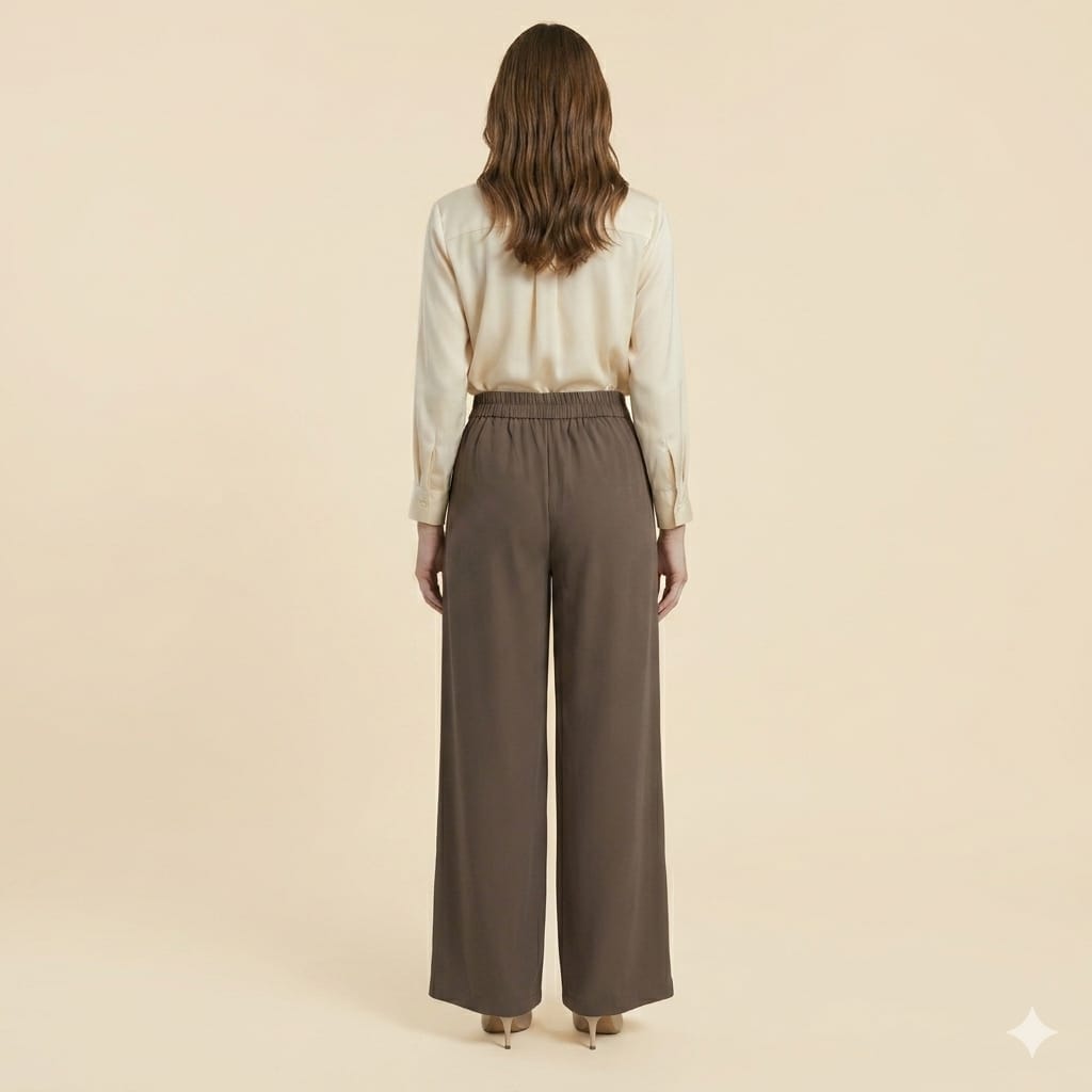 Korean Style muted grayish-brown High-Waist Wide-Leg Pants