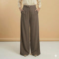 Korean Style muted grayish-brown High-Waist Wide-Leg Pants