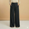 Korean Style Black High-Waist WideLeg Pants