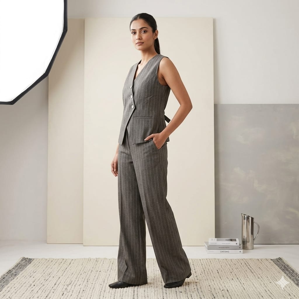 Brown Power Line Pinstripe Set