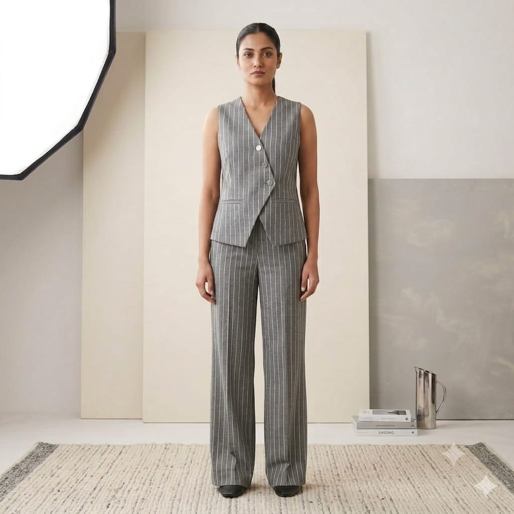 Grey Power Line Pinstripe Set
